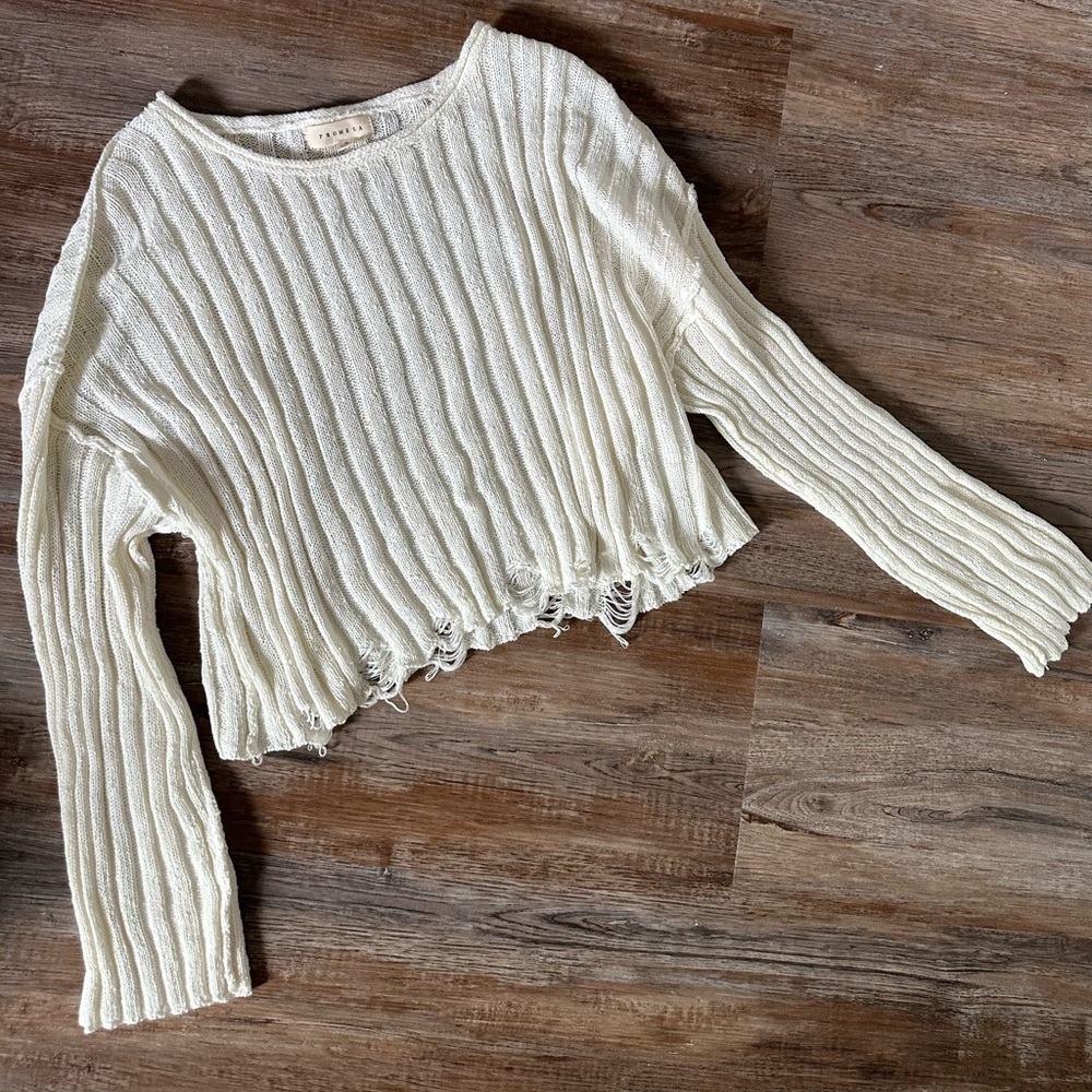 Off White Fringe Sweater